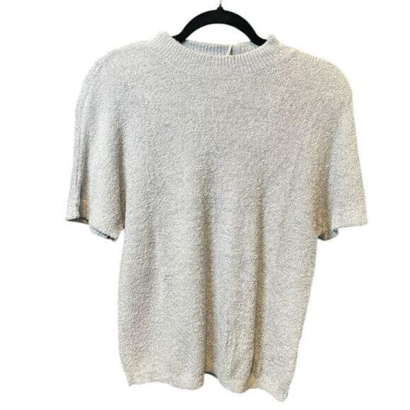 NWT Hello Nite Women’s Steel Blue Crew Neck Short Sleeve e Nylon Sweater - XS - Picture 1 of 8